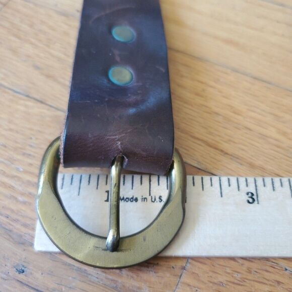 Braided Genuine Leather Belt Brown Brass Buckle Adjustable Boho Hippie Western - Picture 10 of 12